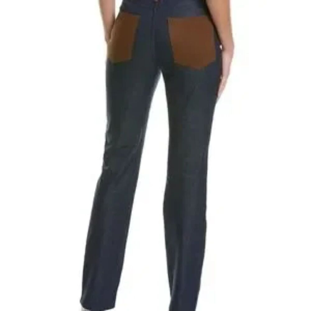 WE WORE WHAT Womens Jeans Size 28 Dark Wash Straight High Rise Color Block Icon